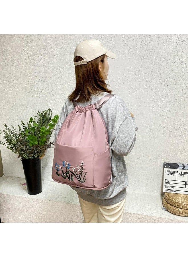 DASNDAS Hitech Travel Drawstring Bag Waterproof Flower Print Fold able Embroidery Design Drawstring Backpack for Outdoor drawstring bag Foldable design (CHERRY BLOSSOM) - Image 5