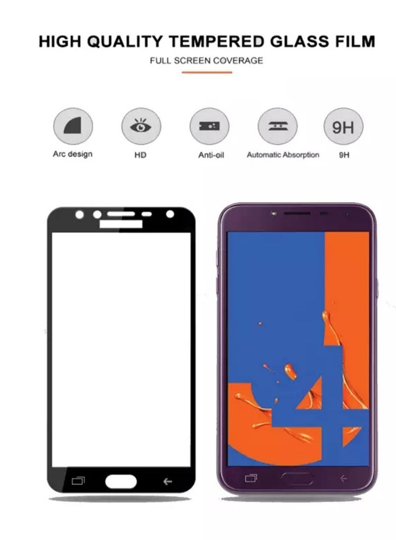 تيمبرد غلاس واقي شاشة ذو حافة سوداء من الزجاج المقوى متوافق مع هاتف Samsung Galaxy J4 - Image 3
