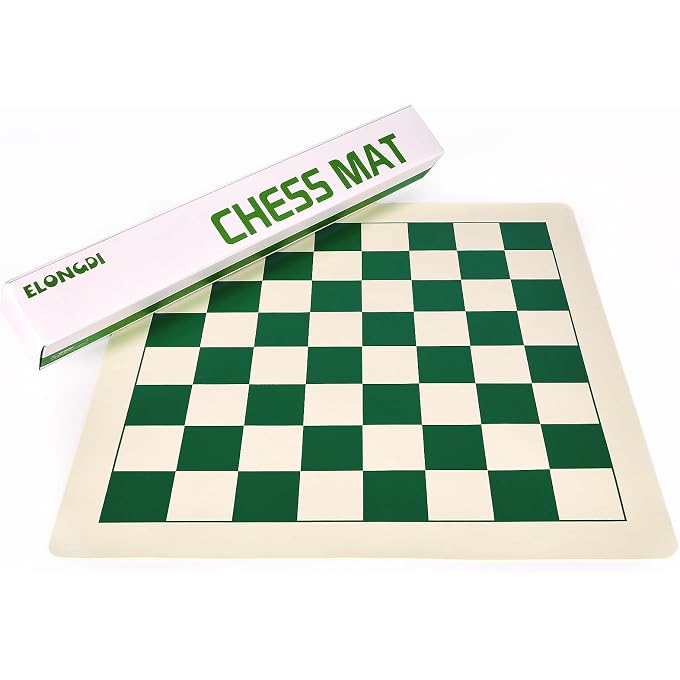 Elongdi Roll-Up Vinyl Chess Board Mat - 15.5" Chess Mat for 3-Inch King, Lightweight & Non-Slip Portable Travel Chess Board for Beginner and Kids - No Chess Pieces - Image 1