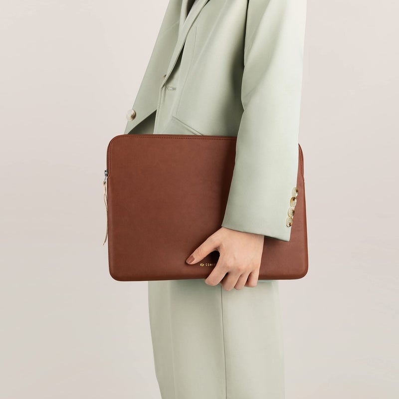 Comfyable Slim Protective Laptop Sleeve 14 Inch Snugly Compatible with MacBook Pro 14-inch M5 M4 M3 M2 M1 Pro/Max 2025, PU Leather Bag Waterproof Cover Notebook Computer Case for Mac, Brown - Image 2