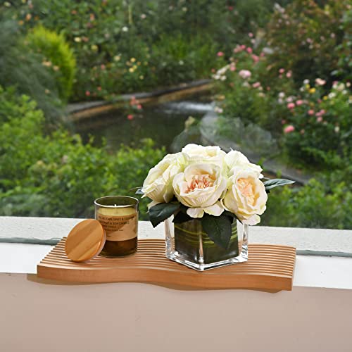 GreenHouzz Artificial Peony Silk Flower Centerpieces Faux Floral Arrangement in Glass Vase for Home Wedding Table Decoration (Champagne) - Image 5