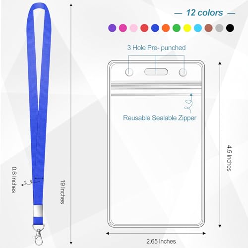 koorito 12 Pack Cruise Lanyard with ID Card Holder Colorful Lanyard with Waterproof ID Badge Holder (12 Colors) - Image 2