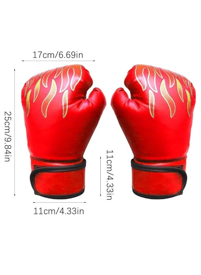 زي سي إم - هابي قفازات ملاكمة للأطفال، قفازات ملاكمة احترافية للشباب مع شبكة مسامية وجلد بولي يوريثان متين، تصميم لهب أحمر، مثالية لحقيبة اللكم، الكيك بوكسينغ، الملاكمة التايلاندية وفنون القتال المختلطة - Image 2