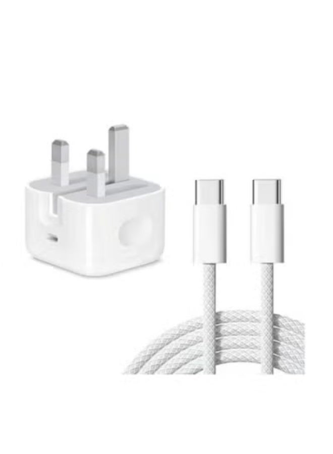 باور بلس شاحن سريع 120واط لأجهزة آيفون | شاحن جداري سريع بمنفذ USB-C، مع كابل شحن USB-C بطول 1 متر، متوافق مع أجهزة آيفون 16/15/17 برو ماكس/برو/بلس وجميع الهواتف المحمولة المزودة بمنفذ USB-C - Image 1