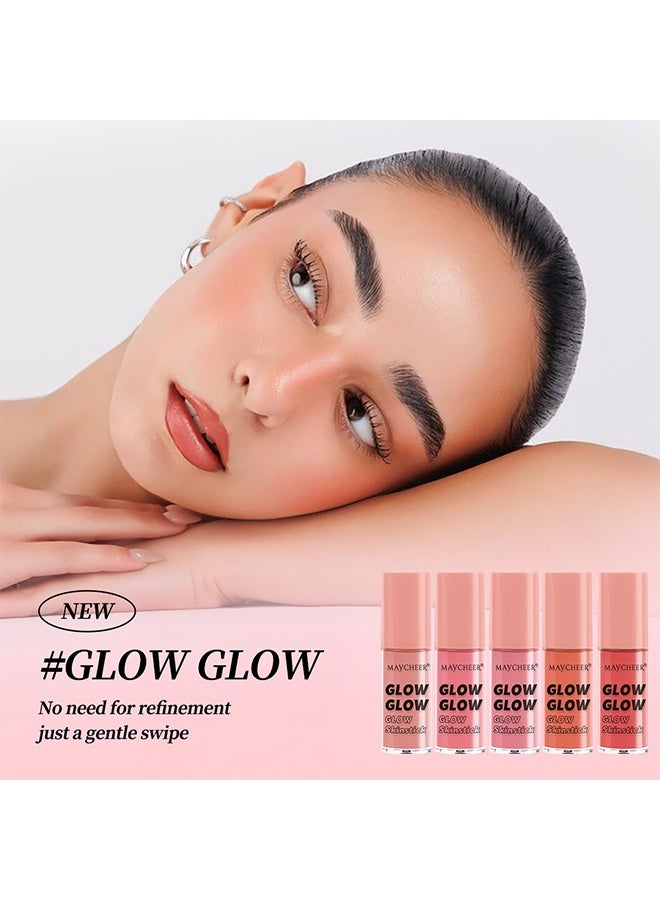 MAYCHEER Glow Skinstick Blush, Liquids Blushes with Sponge Head, Matte Nude Makeup Blusher Cream, Lasting, Lightweight, All-day Moisturizing and Smooth, Lightweight Face Color  #01 - Image 3