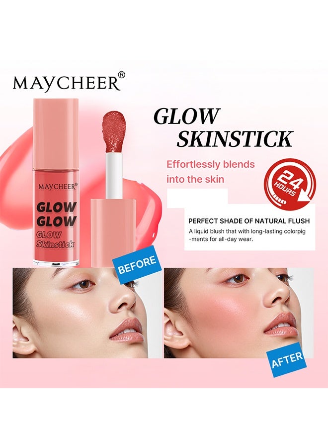 MAYCHEER Glow Skinstick Blush, Liquids Blushes with Sponge Head, Matte Nude Makeup Blusher Cream, Lasting, Lightweight, All-day Moisturizing and Smooth, Lightweight Face Color  #01 - Image 4