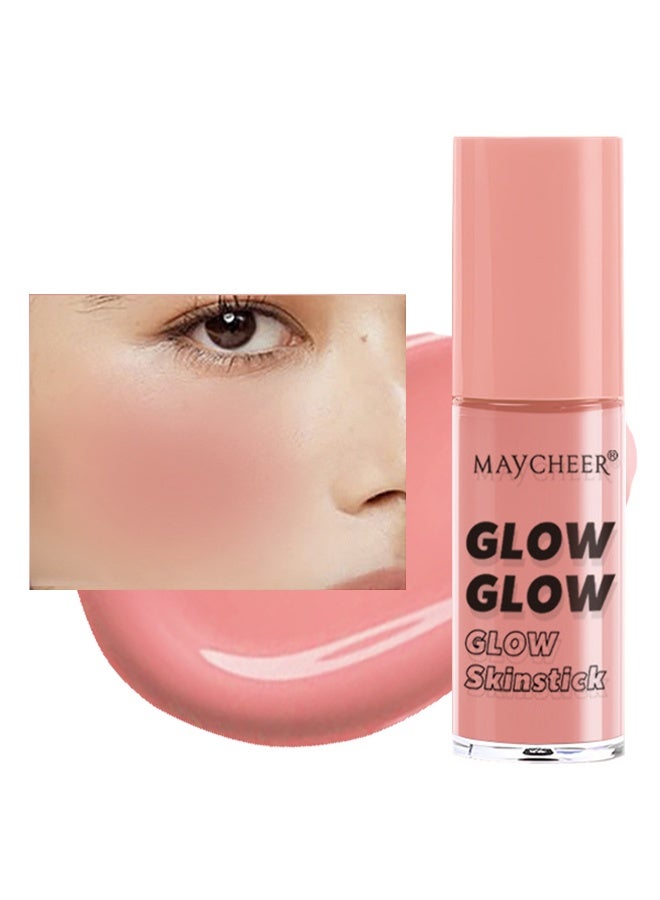 MAYCHEER Glow Skinstick Blush, Liquids Blushes with Sponge Head, Matte Nude Makeup Blusher Cream, Lasting, Lightweight, All-day Moisturizing and Smooth, Lightweight Face Color  #01 - Image 1