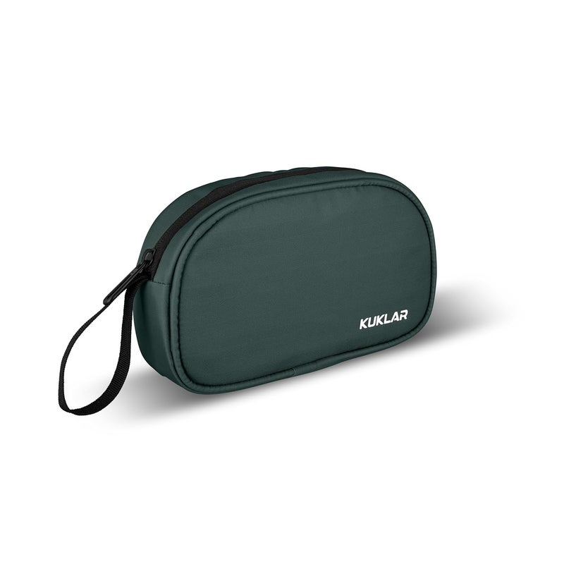 KUKLAR Premium Travel Pouch Multipurpose Carry Bag for Toiletries Cables Stationery Pencil Pouch and Daily Essentials Lightweight with Zipper for Travel School (Dark Green) - Image 1