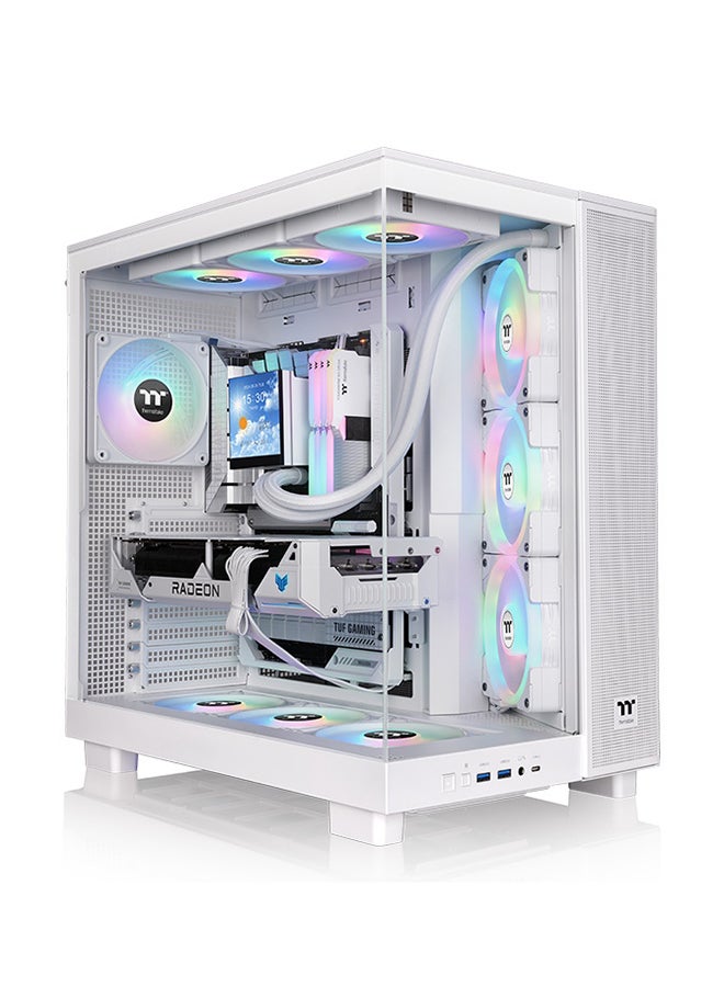 View 380 XL TG ARGB Mid Tower Chassis (Snow White) - Dual Chamber Design, Tempered Glass Panels, 4x 120mm ARGB Fans, 360mm Radiator Support, GPU Anti-Sag Brace, 3x 2.5" SSD + 1x 3.5" HDD, USB 3.2 Type-C, Premium Cooling & Cable Management | CA-11E-00M6WN-00