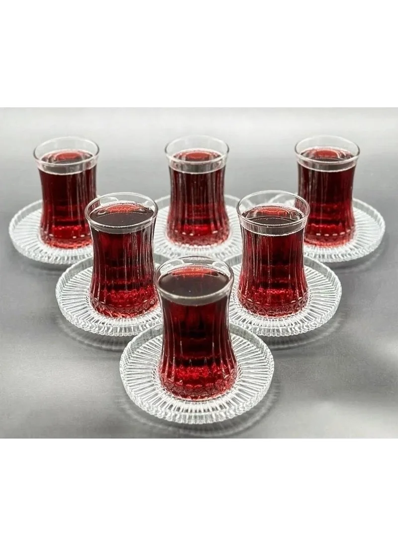 Paşabahçe Elysia Tea Cup Tea Set 12 Pieces -Riva Tea Set with Plate - Elysıa Tea Set for 6 People Riva Çay