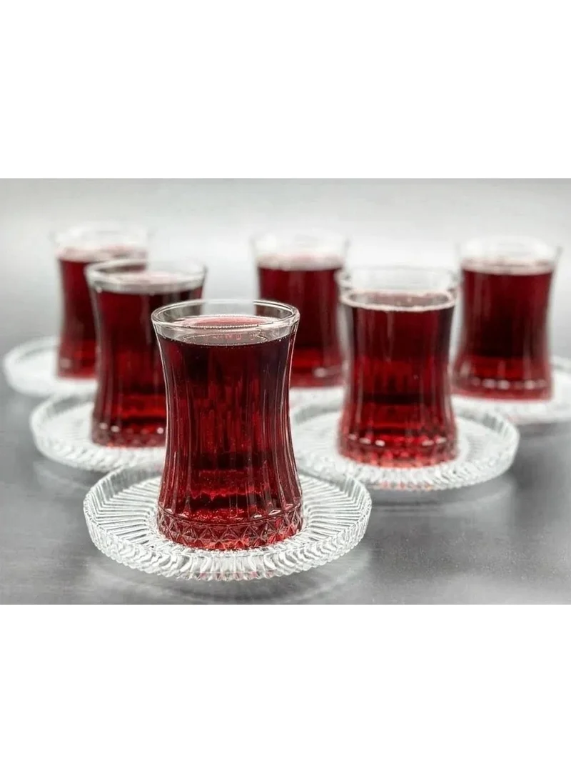 Paşabahçe Elysia Tea Cup Tea Set 12 Pieces -Riva Tea Set with Plate - Elysıa Tea Set for 6 People Riva Çay