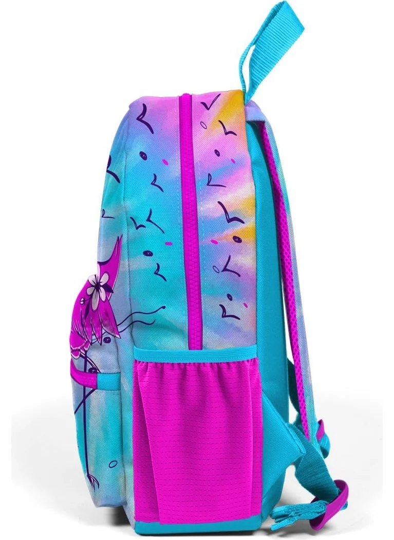 CORAL HIGH Mini Nest Backpack Blue Pink Flamingo Patterned Two Compartments 23530