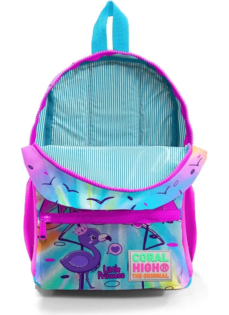 CORAL HIGH Mini Nest Backpack Blue Pink Flamingo Patterned Two Compartments 23530
