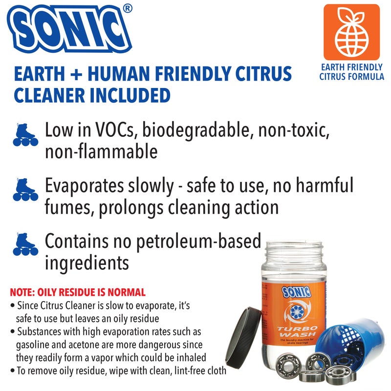 SONIC Turbo Wash, Complete Skate Bearing Cleaning Kit Includes 8 oz Citrus Cleaner, Inline Skates, Roller Skates, Skateboards, Patented, Made in USA - Image 3