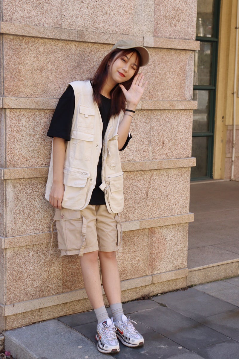 Japanese Retro Vest Casual Multi-Pocket AutumnAce-M13 vest# Khaki Ace-M13 vest# Khaki