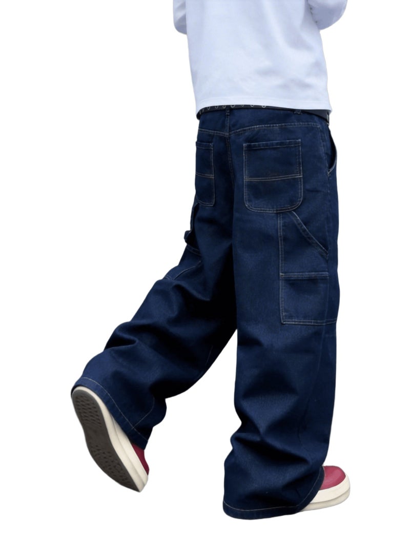 Men'S Loose-Fitting Washed Wide-Leg Jeans - Image 1
