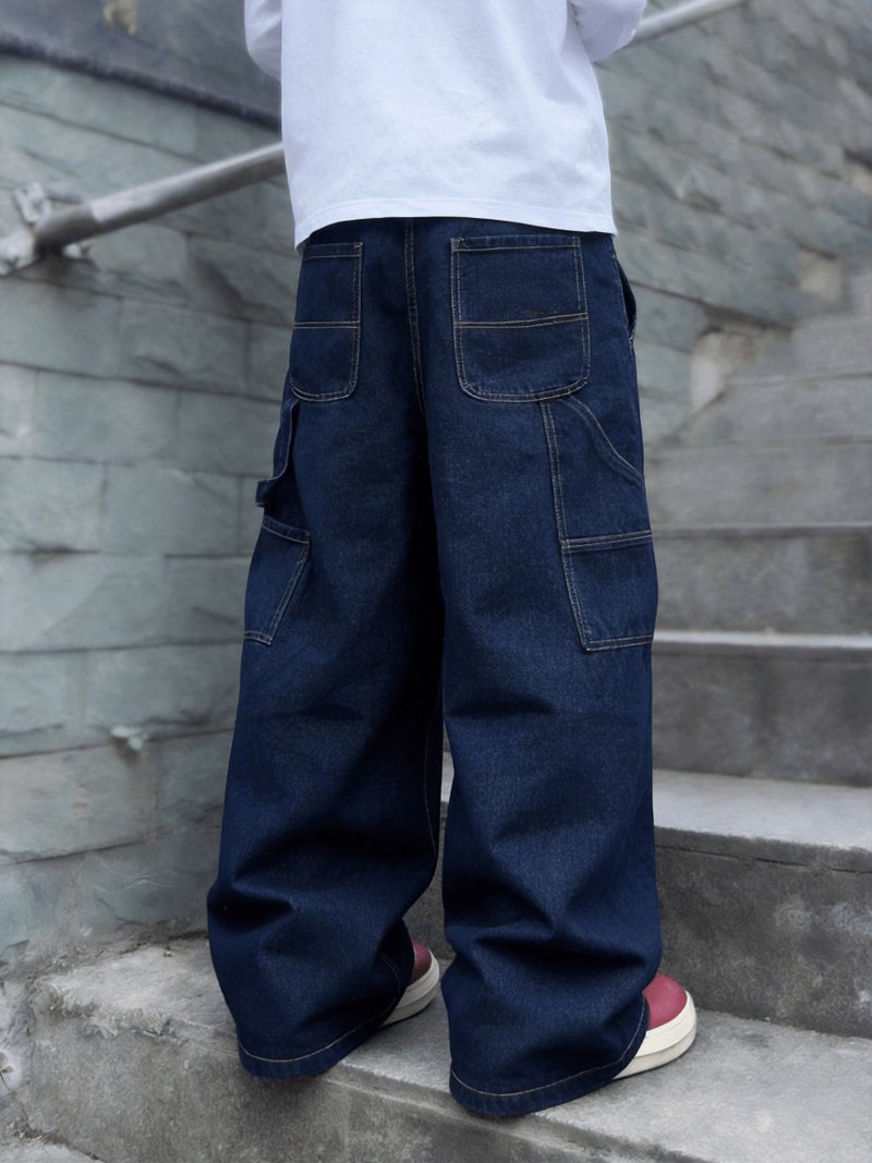 Men'S Loose-Fitting Washed Wide-Leg Jeans - Image 3