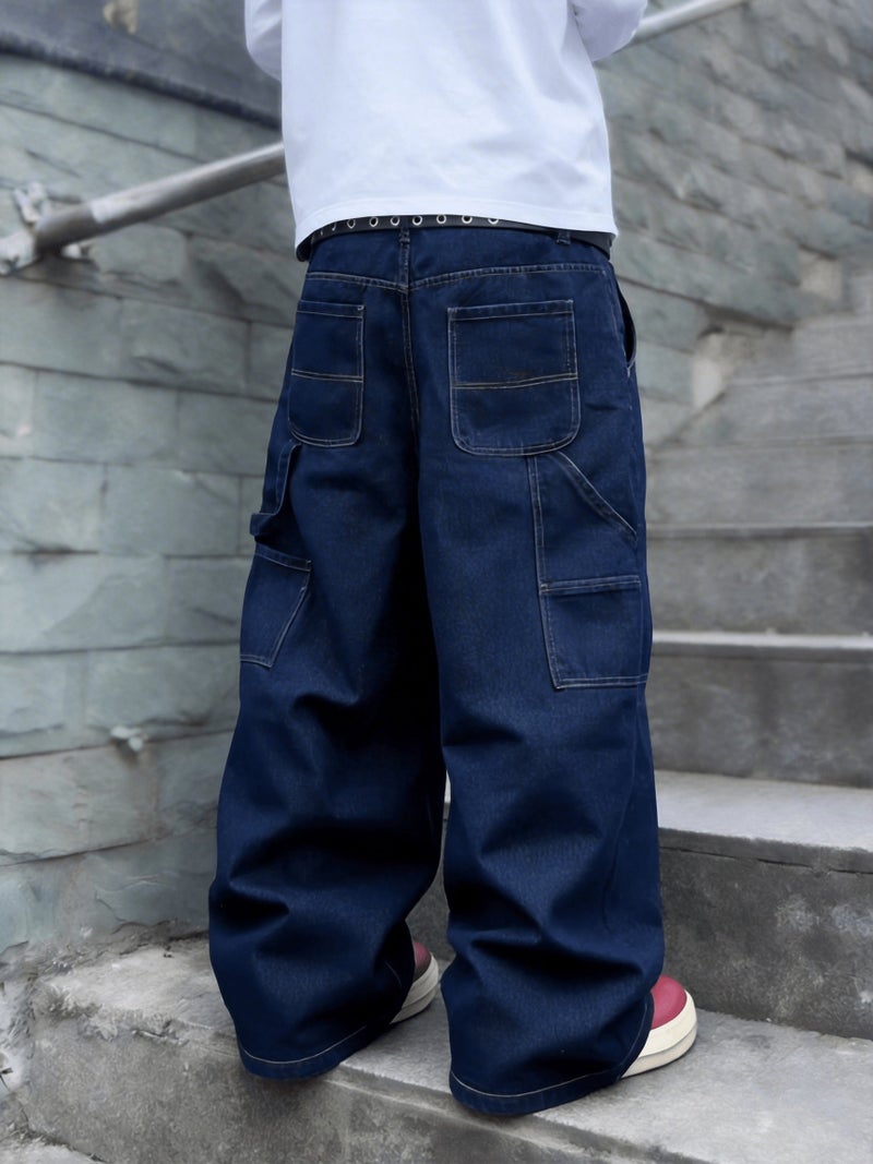 Men'S Loose-Fitting Washed Wide-Leg Jeans - Image 4