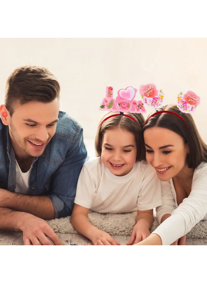 Doneace Mother's Day Hair Accessories - Floral Pink Headband with Flowers, Blossom Hair Hoop, Head Bopper, Party Costume Decoration, Ornament for Women and Kids (1PC) - Image 3
