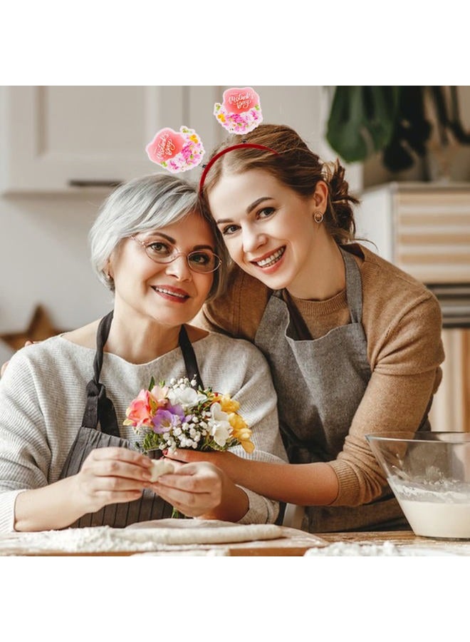 Doneace Mother's Day Hair Accessories - Floral Pink Headband with Flowers, Blossom Hair Hoop, Head Bopper, Party Costume Decoration, Ornament for Women and Kids (1PC) - Image 4