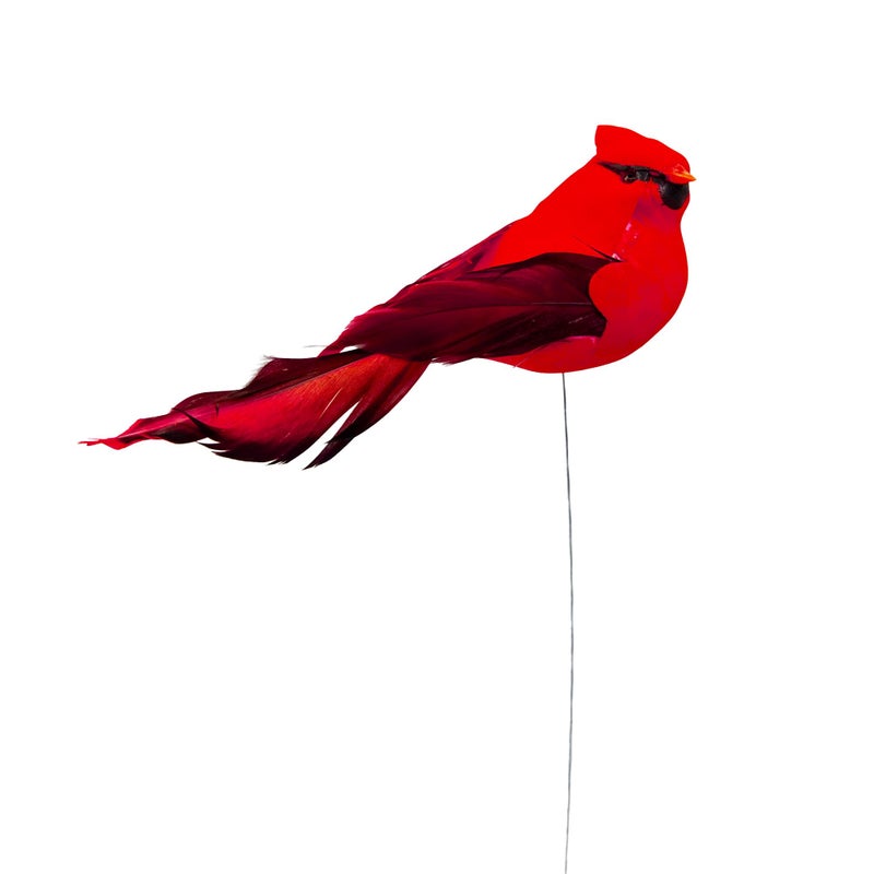 Berfutall -Cardinal Wire على زينة زخرفة شجرة عيد الميلاد - ريش أحمر من 12 قطعة لكل منها 5.90 "" LON (E) - Image 4
