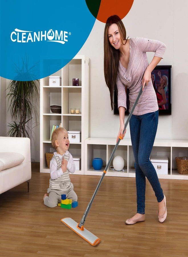CLEANHOME ممسحة ميكروفايبر من CLEANHOME لتنظيف الأرضيات مع مقبض طويل قابل للتمديد، ممسحة مسطحة مع 4 وسادات قابلة لإعادة الاستخدام و1 فرشاة لإزالة الأوساخ - Image 4