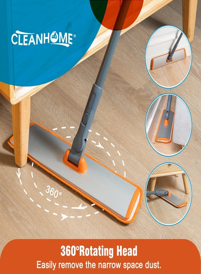 CLEANHOME ممسحة ميكروفايبر من CLEANHOME لتنظيف الأرضيات مع مقبض طويل قابل للتمديد، ممسحة مسطحة مع 4 وسادات قابلة لإعادة الاستخدام و1 فرشاة لإزالة الأوساخ - Image 5