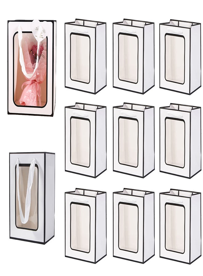 Transparent Gift Bags with Handle - 10 Pcs Clear Bouquet Bags for Weddings, Festivals, and Parties - 25*18*35cm Kraft Paper Gift Bags for Flowers and Exquisite Items - Image 2
