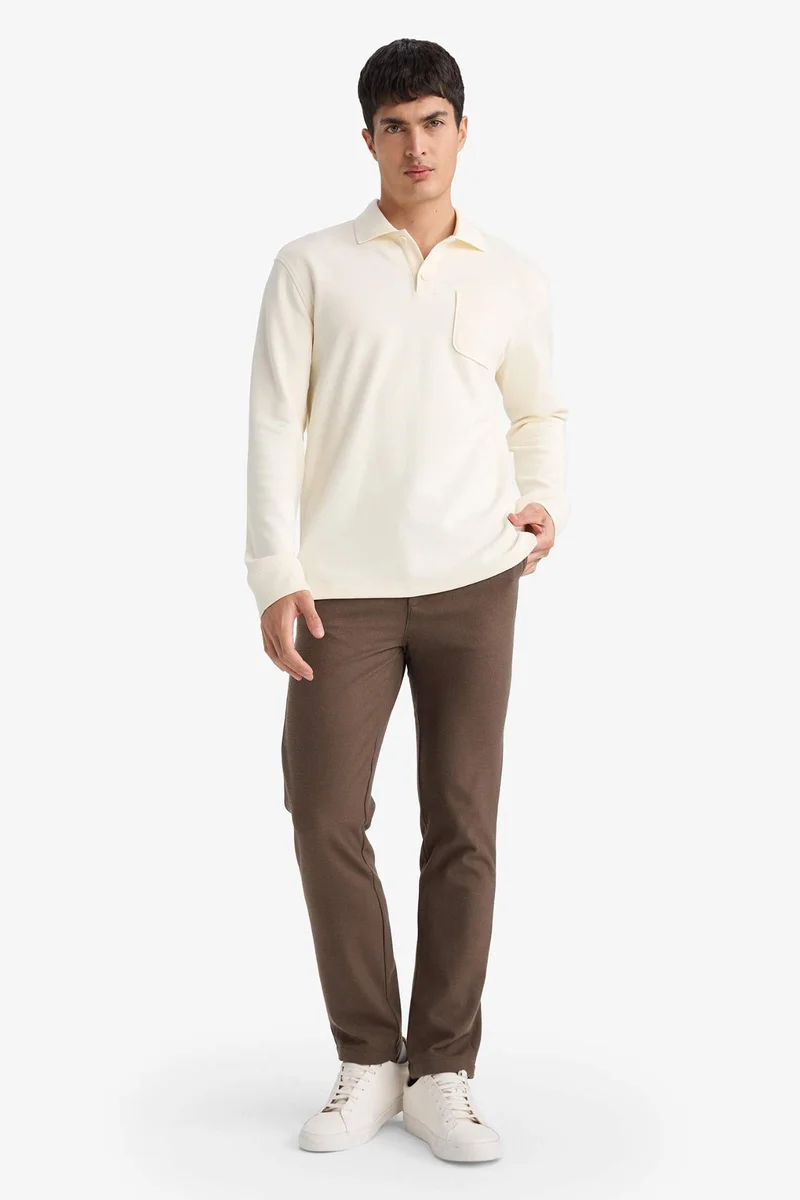 ديفاكتو Long Sleeve Polo Collar T-Shirt
