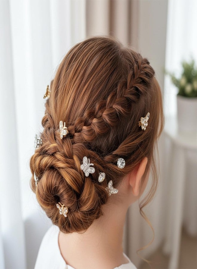 ElevateTech Mini Rhinestone Butterfly Hair Clips, 20 Pcs Cute Rhinestone Decorative Butterfly Hair Pins Small Crystal Wedding Hairs Barrettes Bridal Hairs Accessories for Girls Women (Silver, Gold) - Image 5