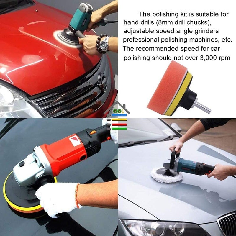 DIY Crafts CT-DIY-HI-41896 3" Wave Sponge Polishing Pad with 3" Buffing Backing Plate Tools Kit (Pack of 11 Pcs) - Image 5