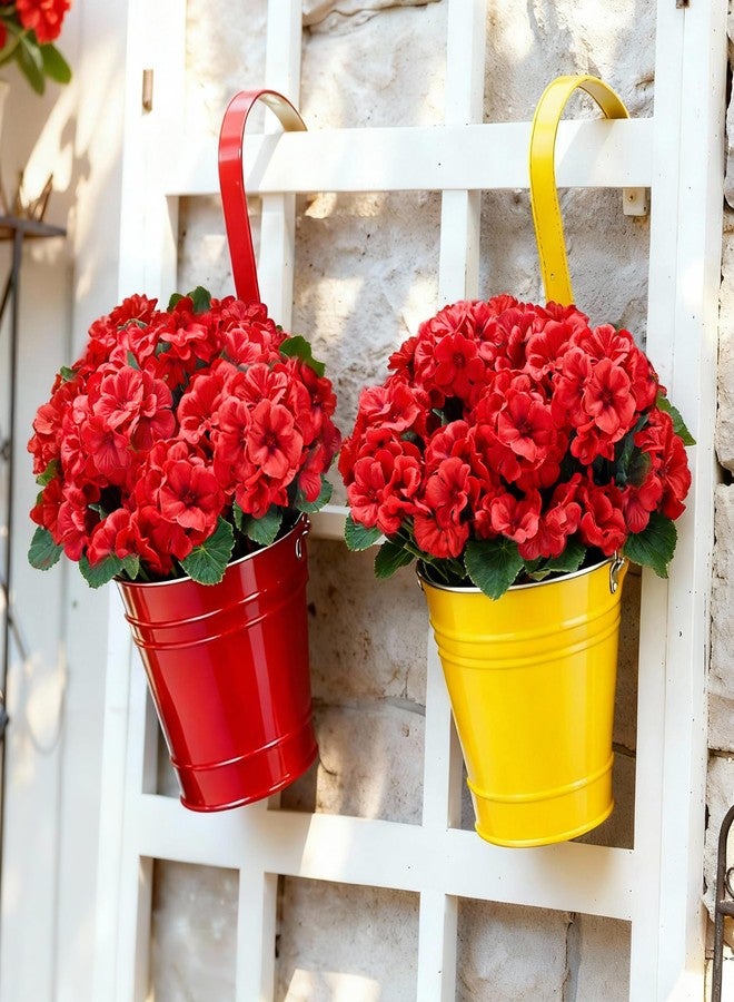 Karlliu Artificial Geranium Flowers for Outdoors: 6 PCS Realistic UV Resistant Faux Red Geranium Silk Flowers for Outdoor Planters Fade Proof Garden Fake Flowers Decor for Outside Porch - Red - Image 5