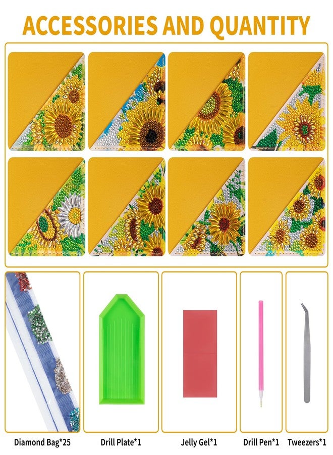 ALKALO 8 PCS Diamond Art Bookmarks, Diamond Painting Bookmarks for Book Lovers 5D DIY Corner Bookmark Adults Crafts Diamond Art Kits for Adults Kids Home Office Beginner Gift - Image 4