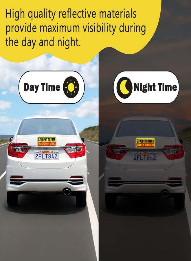 Lagincig Student Driver Magnet for Car Safety Warning Please Be Patient New Driver Sticker Reusable Movable Reflective Magnetic Black & Red for Car Bumper 3 Pcs - Image 4