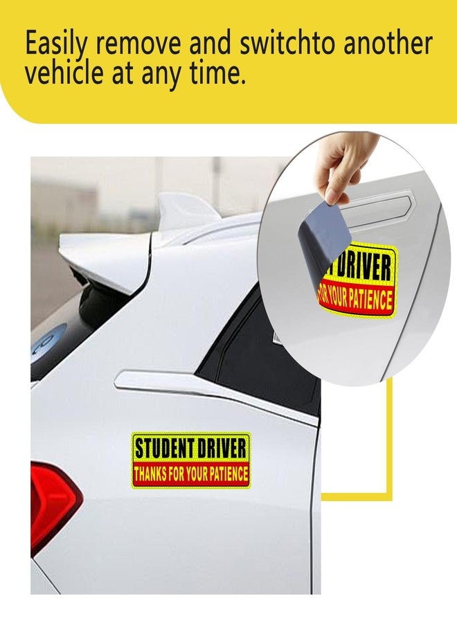 Lagincig Student Driver Magnet for Car Safety Warning Please Be Patient New Driver Sticker Reusable Movable Reflective Magnetic Black & Red for Car Bumper 3 Pcs - Image 5