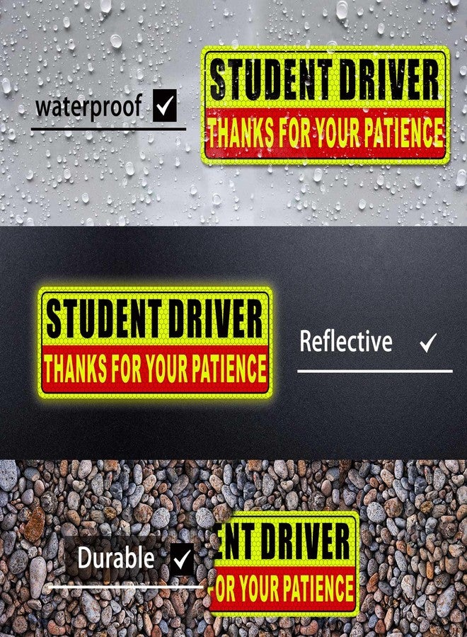 Lagincig Student Driver Magnet for Car Safety Warning Please Be Patient New Driver Sticker Reusable Movable Reflective Magnetic Black & Red for Car Bumper 3 Pcs - Image 3