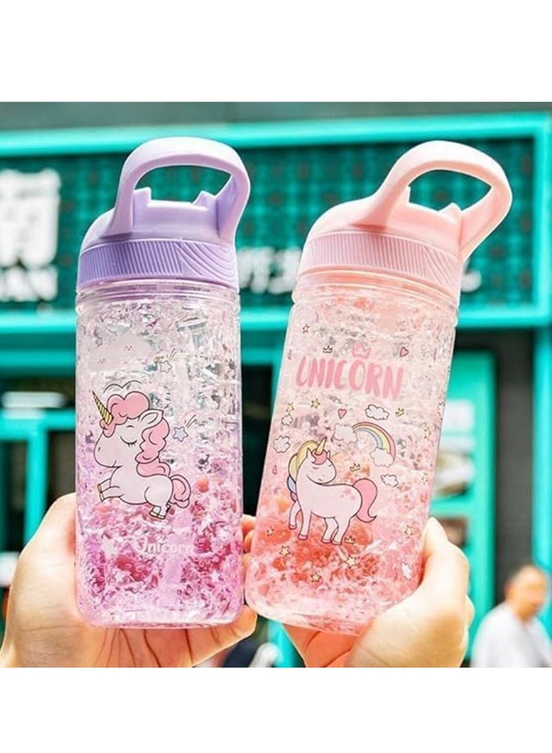 DIOTTI Water Bottles, Cute Girls Water Bottles for School, Girls Unicorn Water Bottle with Straw and Safety lock, 400ML/13.5oz Kids Water Bottles,Drinking Bottle for Boys and Girls Child, Indoor Outdoor (Purple) - Image 5