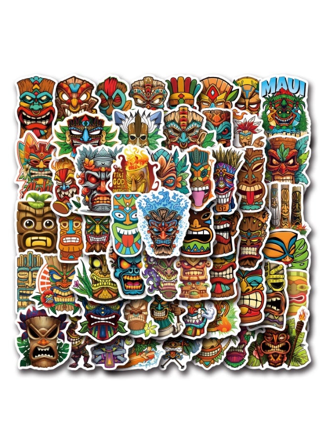 NIBEMINENT 55 Pcs Tiki Deco Kit Waterproof Stickers, High Definition Printing Bright Colors, Suitable for Laptop Skateboard Luggage Water Bottle Guitar DIY - Image 2