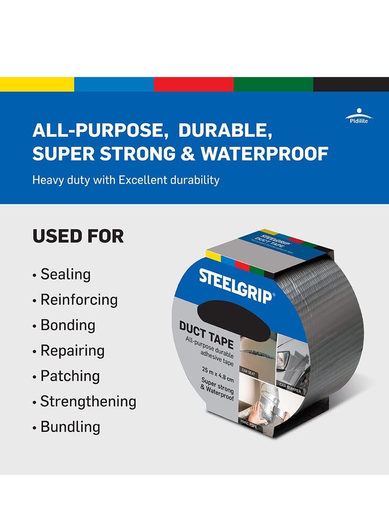 STEELGRIP Steelgrip Multi Purpose Duct Tape | Super-strong and Waterproof | Easy to Tear All Purpose Adhesive Tape (48 mm X 25 meters)  - Image 2