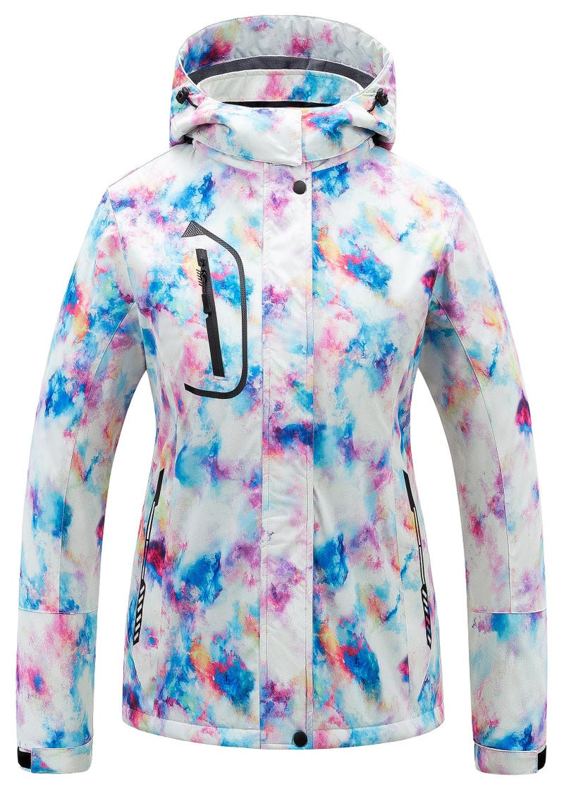 CREATMO US Ski Coats For Women Womens Snowboarding Jacket Snow Women's Waterproof Warm Winter Coat Mountain Windbreaker Hooded Raincoat Star Purple L - Image 1