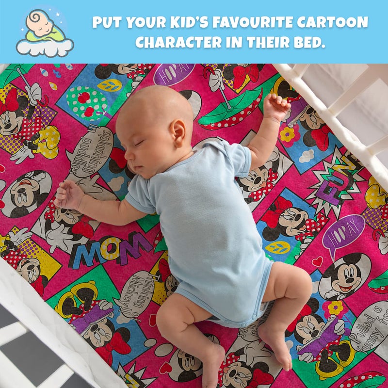 Sassoon Polyester Minnie Mouse Printed Washable and Waterproof Large Size Dry Sheet/Bed Protector for Kids- Multi Colored (100 x 140 cm) - Image 2