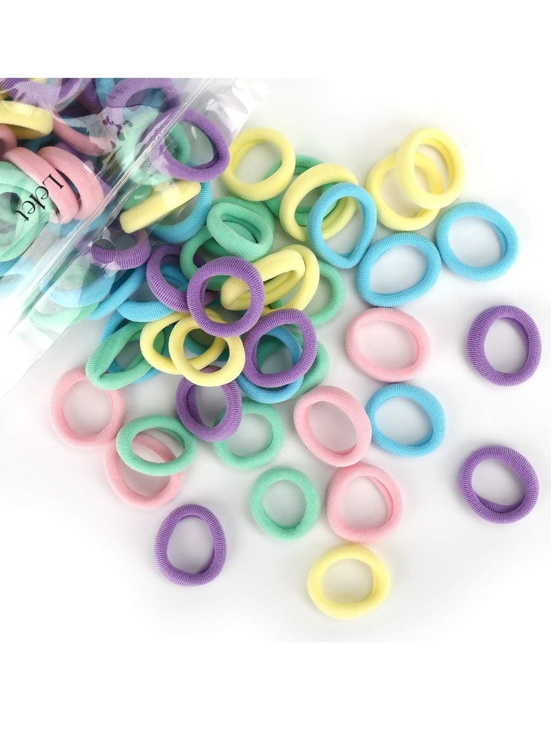 Lelet 200Pcs Nylon Toddler Hair Elastics Ponytail Holder Soft & Seamless Baby Hair Ties, Colorful Rubber Bands for Girls, Gentle on Hair, 2.3cm Diameter-Candy - Image 1