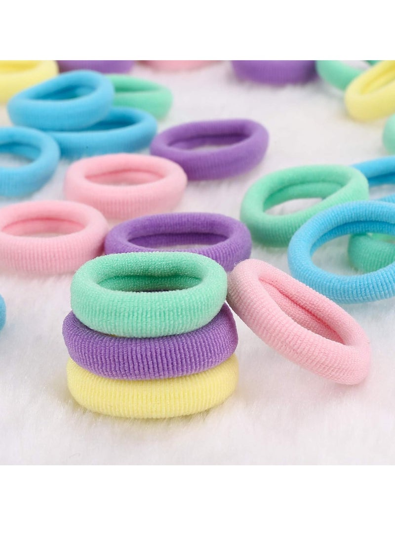 Lelet 200Pcs Nylon Toddler Hair Elastics Ponytail Holder Soft & Seamless Baby Hair Ties, Colorful Rubber Bands for Girls, Gentle on Hair, 2.3cm Diameter-Candy - Image 2