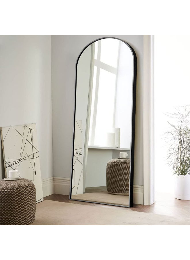 Full Length Mirror Arched Aluminum alloy Large Standing Dressing Mirror Hanging Leaning Against Wall Mounted Mirror with Stand for Bedroom Locker Room Living Room - Image 1