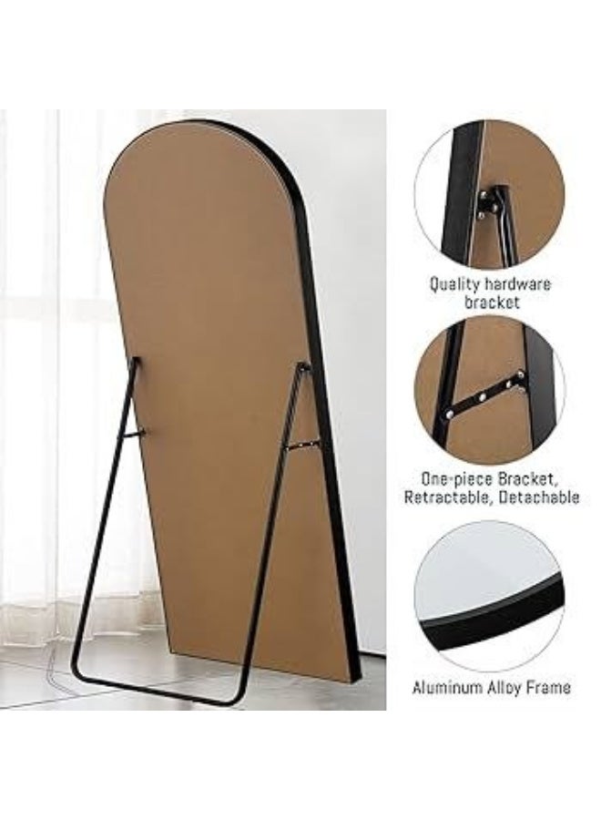 Full Length Mirror Arched Aluminum alloy Large Standing Dressing Mirror Hanging Leaning Against Wall Mounted Mirror with Stand for Bedroom Locker Room Living Room - Image 3