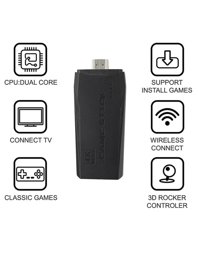 Integrated retro 4K game console with dual 2.4G wireless controllers, plug-and-play video game stick, built-in 3,500 games, 9 classic emulators, high-definition HDMI output for TV - Image 2