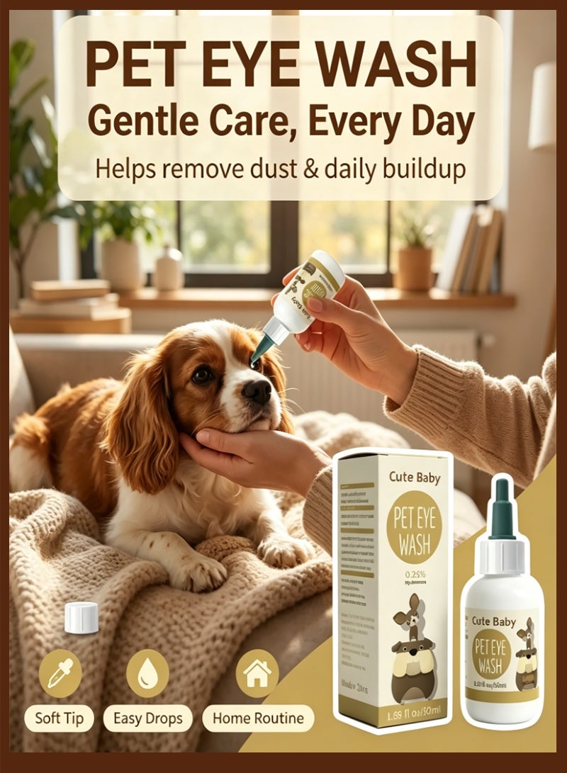 Dog and Cat Eye Wash | Eye Drops for Dogs and Cats to Flush and Soothe Eye Irritations, Dog Tear Stain Cleaner, Safe for All Animals. - Image 1