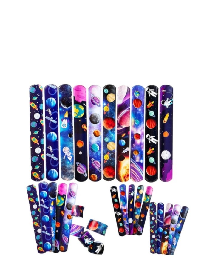 DURKU - Space Slap Bracelets: Planet Design Kids' Snap Bands, Set of 50 - Perfect Class Prizes, Outer Space Party Decorations & Favors - Image 1