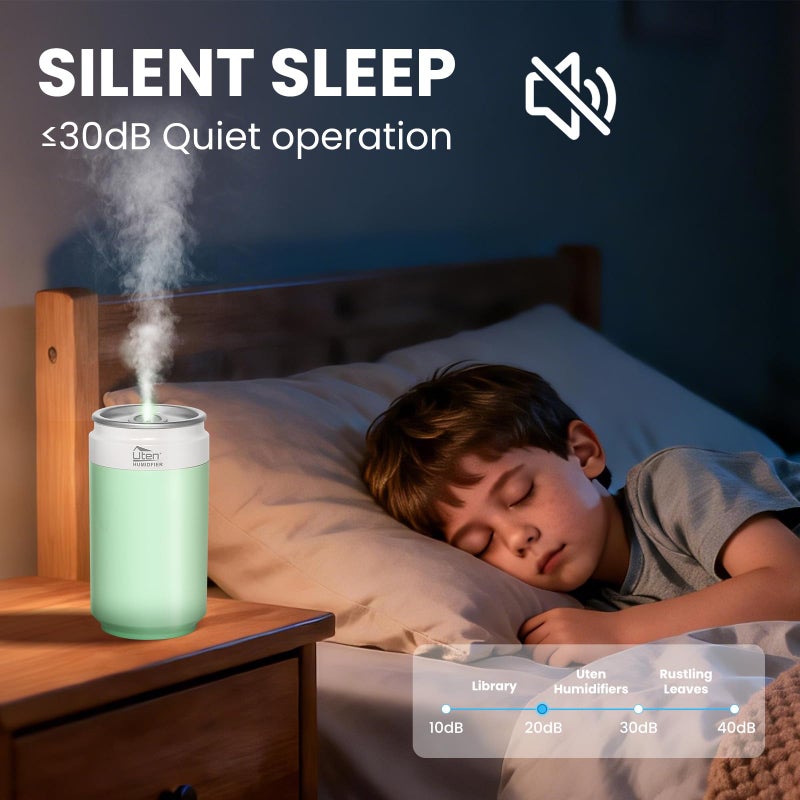 Uten Humidifiers, Humidifier for Bedroom, Can Air Humidifier, Humidifiers for Home and Plants, USB Powered And Battery Powered Portable for Home Office Car Outdoor, 2 Mist Modes, Night Light, Auto-Off - Image 4