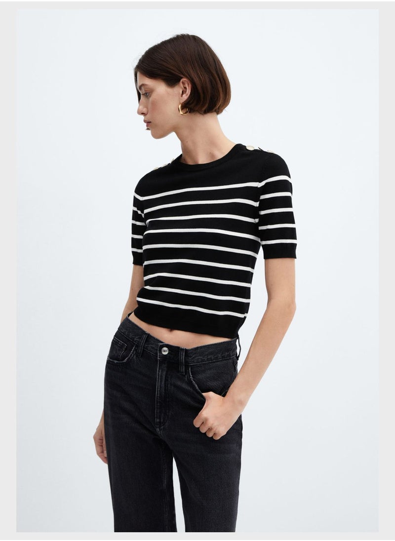 MANGO - Strip Crew Neck Top - Image 1